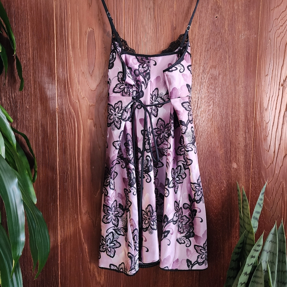 Y2K Apt 9 Intimates Fairy Whimsigoth Floral  Purple Mini Slip Dress Nightie L - Picture 4 of 7